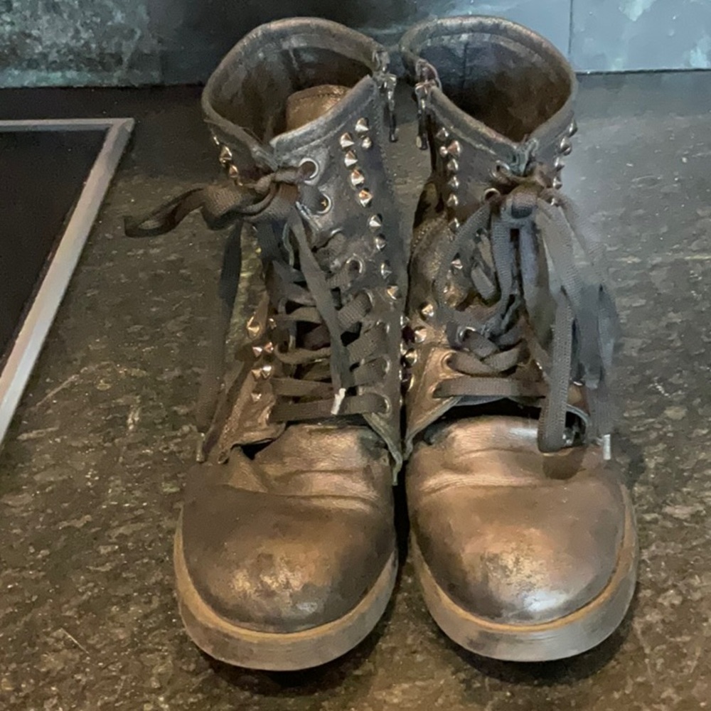 Black Rugged Lace-Up Combat Boots